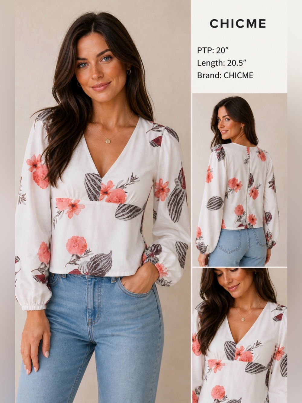 CHICME Floral Blouse 🌸 Size XL (fits more like a Medium–Large)